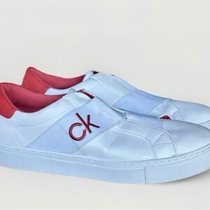 Calvin Klein White and Red Slip-On Loafers Men 9 Women 7